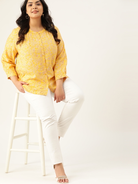 Sztori Women Plus Size Yellow & White Floral Print Regular Fit Casual Shirt with Gathers
Sztori Women Plus Size Yellow & White Floral Print Regular Fit Casual Shirt with Gathers