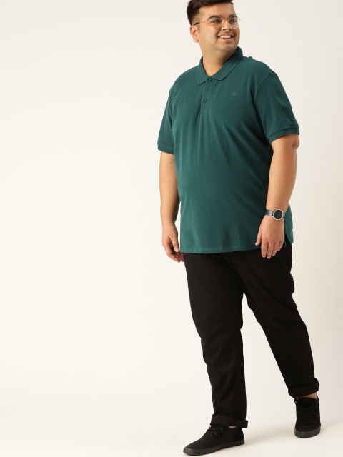 Sztori Men Plus Size Teal Green Solid HEIQ Viroblock Pure Cotton T-shirt