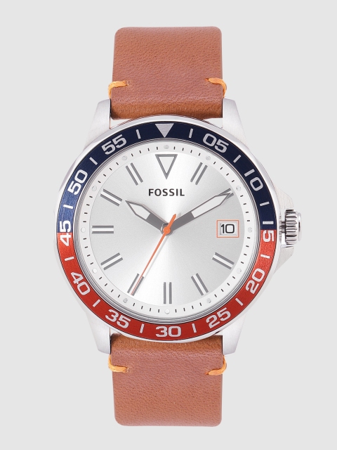 Fossil Men Silver-Toned Bannon Analogue Watch BQ2521