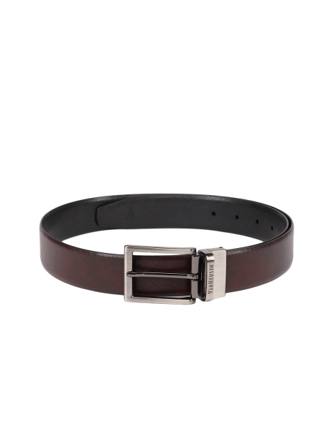 Van Heusen Men Maroon & Black Solid Reversible Leather Belt