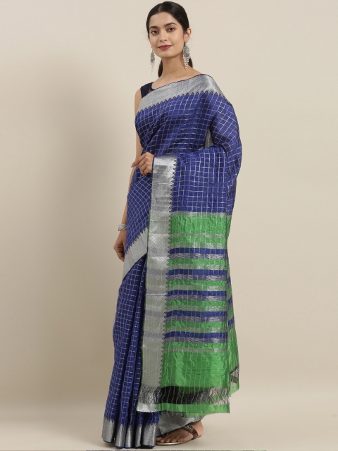 The Chennai Silks Classicate Navy Blue & Silver-Toned Silk Cotton Checked Maheshwari Saree
The Chennai Silks Classicate Navy Blue & Silver-Toned Silk Cotton Checked Maheshwari Saree