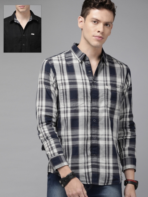 The Roadster Lifestyle Co Men Navy Blue & White Regular Fit Checked Pure Cotton Reversible Casual Shirt
The Roadster Lifestyle Co Men Navy Blue & White Regular Fit Checked Pure Cotton Reversible Casual Shirt