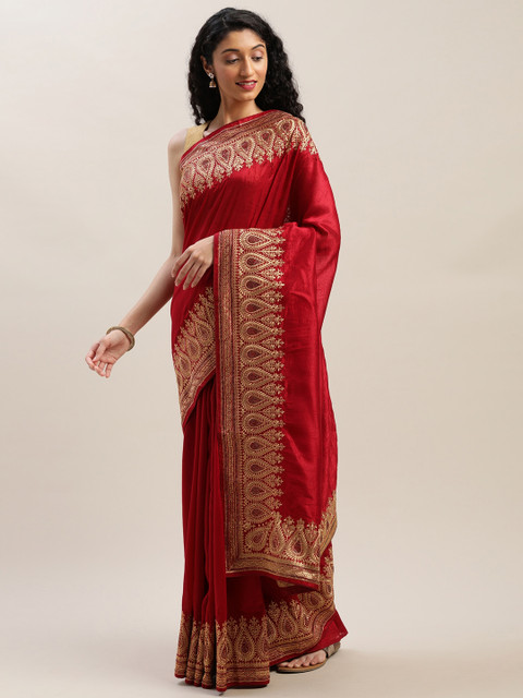 Soch Red & Golden Poly Silk Solid Saree
Soch Red & Golden Poly Silk Solid Saree