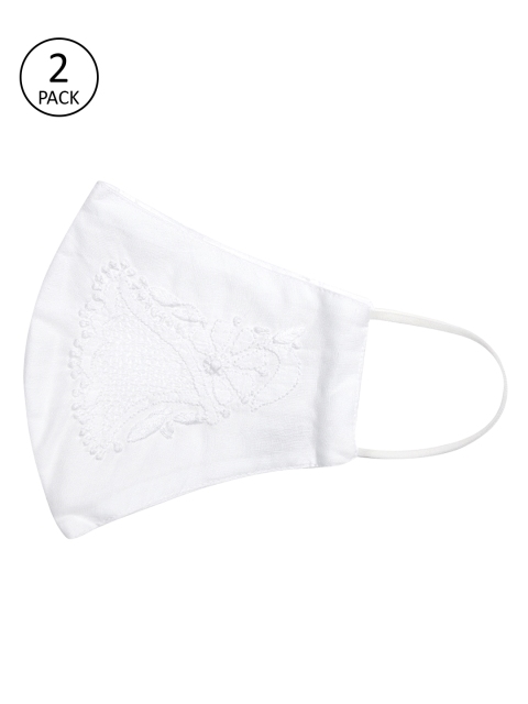 ADA Women Pack of 2 White 2-Ply Chikankari Hand Embroidered Reusable Cotton Cloth Masks
ADA Women Pack of 2 White 2-Ply Chikankari Hand Embroidered Reusable Cotton Cloth Masks