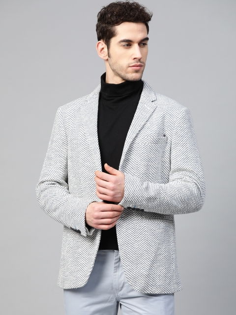 Blackberrys Men Off-White & Navy Self-Design Slim Fit Single-Breasted Casual Blazer
Blackberrys Men Off-White & Navy Self-Design Slim Fit Single-Breasted Casual Blazer