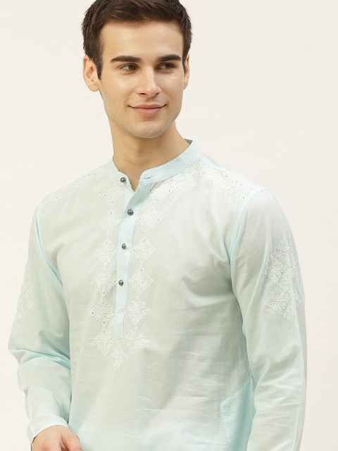 House of Pataudi Men Blue Authentic Hand-Embroidered Chikankari Cotton Meher Kurta Set
House of Pataudi Men Blue Authentic Hand-Embroidered Chikankari Cotton Meher Kurta Set