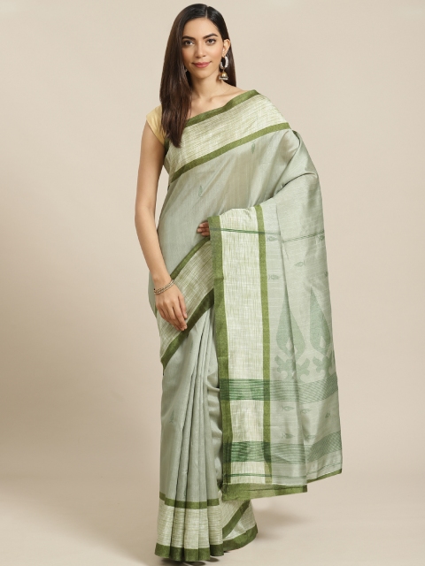 Libas Green Solid Saree
