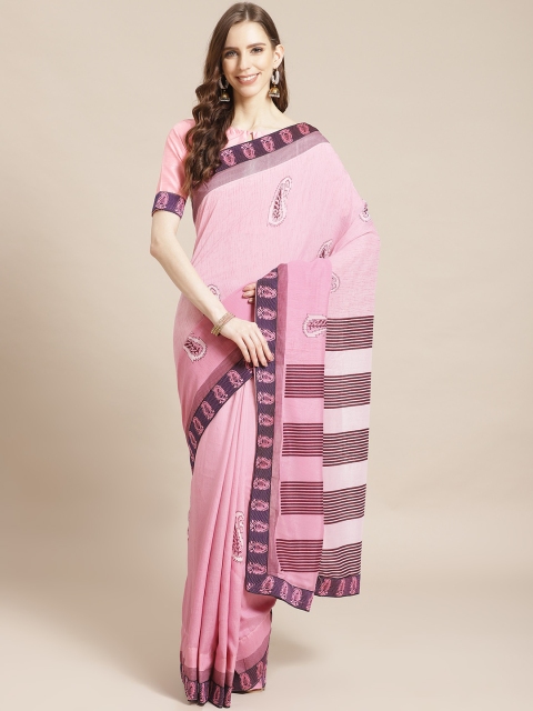 Libas Pink & Maroon Printed Saree
