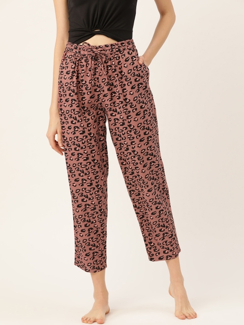 ETC Women Mauve & Black Animal Print Lounge Pants