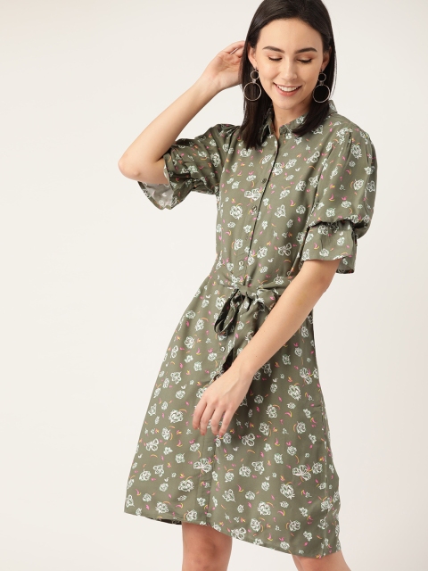 DressBerry Women Eco Vero Olive Green & White Floral Print Shirt Sustainable ECOVERO Dress with Belt
DressBerry Women Eco Vero Olive Green & White Floral Print Shirt Sustainable ECOVERO Dress with Belt