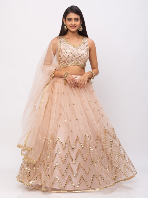 6Y COLLECTIVE Women Pink Sequin Embroidered Wave Designed Gotapatti Ready to Wear Net Lehenga & Unstitched Choli with Dupatta
6Y COLLECTIVE Women Pink Sequin Embroidered Wave Designed Gotapatti Ready to Wear Net Lehenga & Unstitched Choli with Dupatta