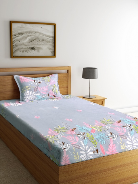 KLOTTHE Grey & Pink Floral Print 210 TC Sustainable Single Bedsheet With 1 Pillow Cover
KLOTTHE Grey & Pink Floral Print 210 TC Sustainable Single Bedsheet With 1 Pillow Cover