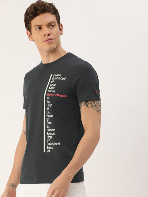 Being Human Men Charcoal Grey Printed Round Neck T-shirt 
Being Human Men Charcoal Grey Printed Round Neck T-shirt