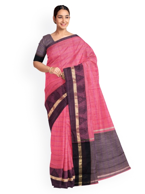 KLM Fashion Mall Peach-Coloured Woven Design Saree