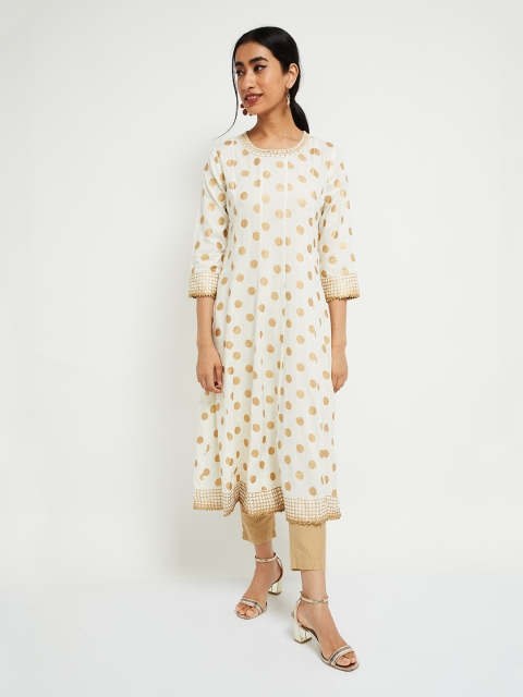max Women Off-White Printed Anarkali Kurta
