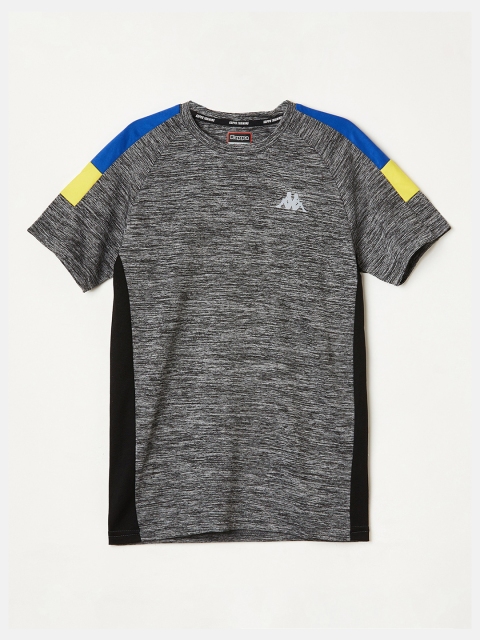 Kappa Boys Black Solid Round Neck T-shirt, Grey
