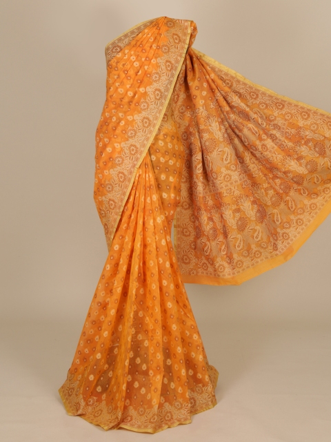 Pothys Yellow Checked Saree