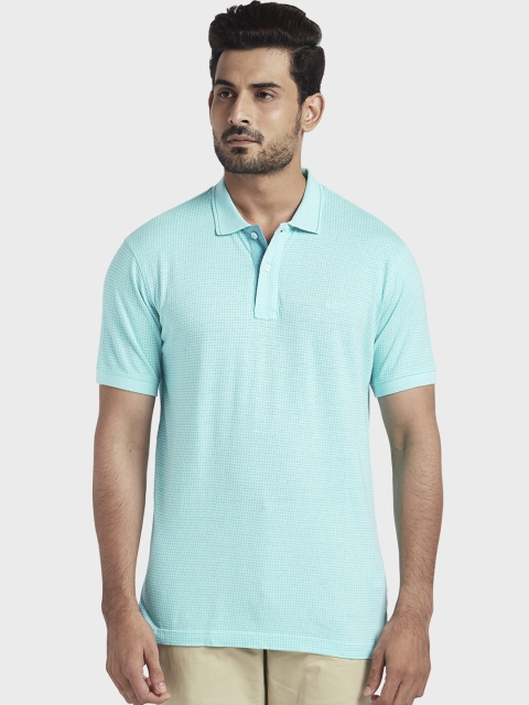 ColorPlus Men Blue Printed Polo Collar T-shirt