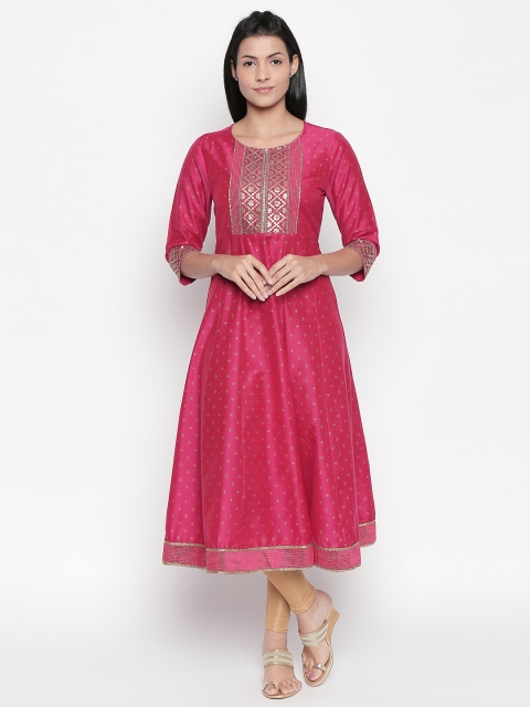 RANGMANCH BY PANTALOONS Women Fuchsia Pink & Gold-Coloured Woven Design Anarkali Kurta
RANGMANCH BY PANTALOONS Women Fuchsia Pink & Gold-Coloured Woven Design Anarkali Kurta