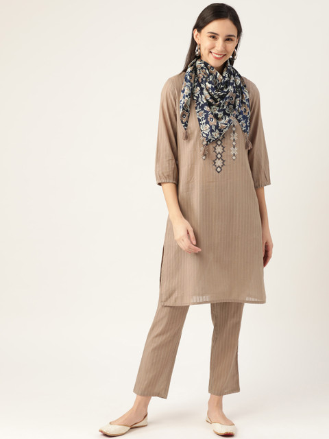 Anouk Women Beige Ethnic Motifs Thread Work Pure Cotton Kurta with Trousers & With Dupatta 
Anouk Women Beige Ethnic Motifs Thread Work Pure Cotton Kurta with Trousers & With Dupatta