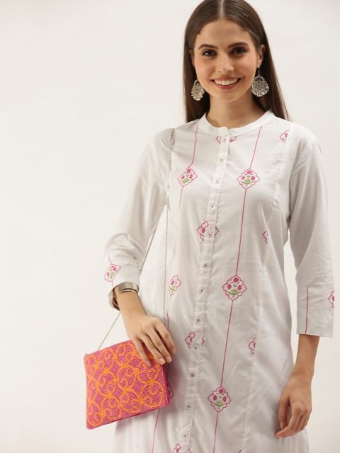 Anouk Women White & Pink Ethnic Motifs Printed Regular Straight Pure Cotton Kurta with
Anouk Women White & Pink Ethnic Motifs Printed Regular Straight Pure Cotton Kurta with