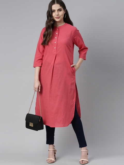 Anouk Women Red Solid Fusion Kurta