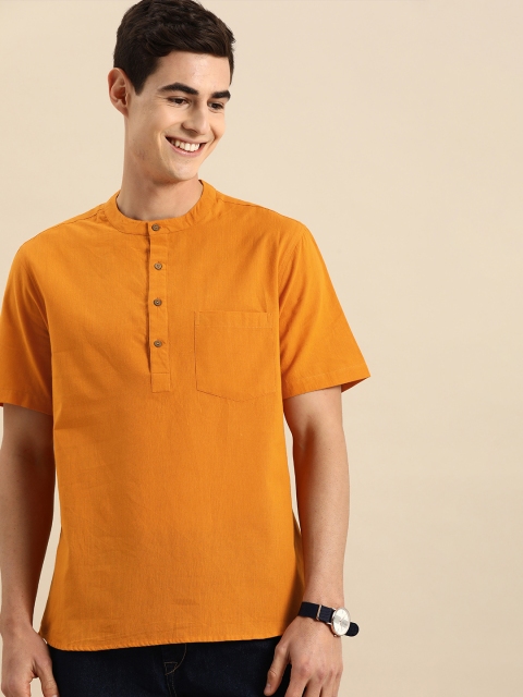 Anouk Men Mustard Orange Solid Kurta