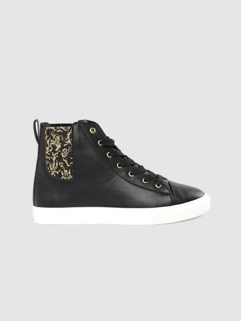 DressBerry Women Black& Gold-Toned Solid Mid-Top Lace-Up Sneakers with Printed Detail
DressBerry Women Black& Gold-Toned Solid Mid-Top Lace-Up Sneakers with Printed Detail