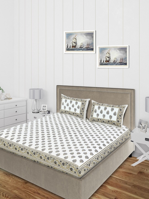 Salona Bichona White & Grey Ethnic Motifs Printed 120 TC Cotton Double Queen Bedsheet With 2 Pillow Covers
Salona Bichona White & Grey Ethnic Motifs Printed 120 TC Cotton Double Queen Bedsheet With 2 Pillow Covers