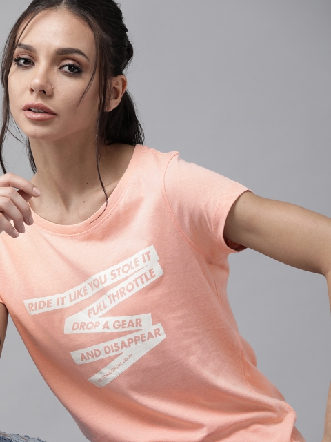 The Roadster Lifestyle Co Women Peach-Coloured & White Typography Print Cotton T-shirt
The Roadster Lifestyle Co Women Peach-Coloured & White Typography Print Cotton T-shirt