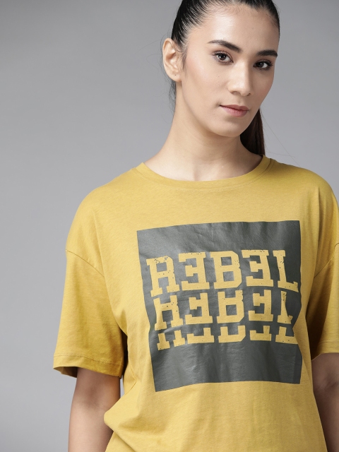 The Roadster Lifestyle Co Women Mustard Yellow Charcoal Grey Typography Print Cotton Round Neck Pure Cotton T-shirt
The Roadster Lifestyle Co Women Mustard Yellow Charcoal Grey Typography Print Cotton Round Neck Pure Cotton T-shirt