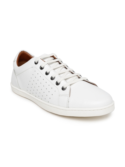 Louis Philippe Men White Leather Sneakers