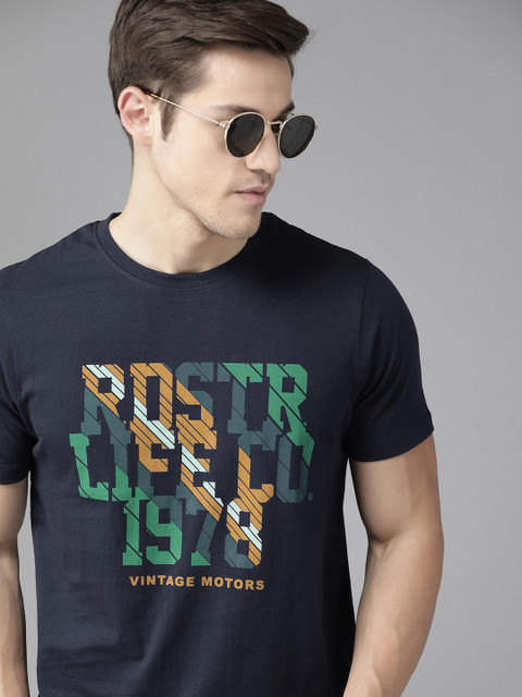 The Roadster Lifestyle Co Men Navy Blue & Green Pure Cotton Brand Logo Printed Round Neck T-shirt
The Roadster Lifestyle Co Men Navy Blue & Green Pure Cotton Brand Logo Printed Round Neck T-shirt