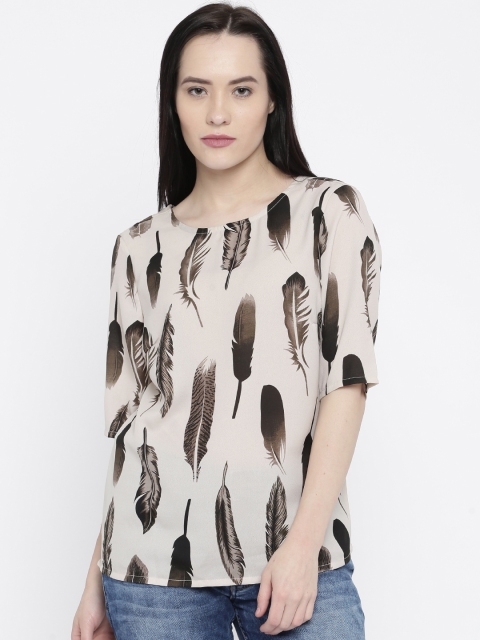 Vero Moda Women Beige Printed Regular Top