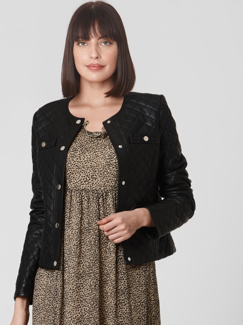 Vero Moda Women Black Solid Quilted Jacket