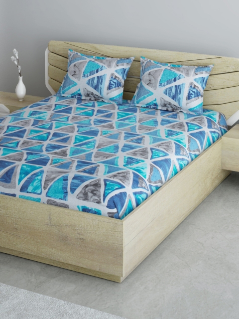 Aura Blue & Grey Geometric 144 TC 120 GSM Cotton 1 Queen Bedsheet with 2 Pillow Covers
Aura Blue & Grey Geometric 144 TC 120 GSM Cotton 1 Queen Bedsheet with 2 Pillow Covers