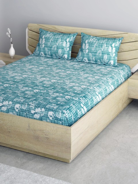 Aura Blue & White Leaf Print 120 TC 130 GSM Cotton 1 Queen Bedsheet with 2 Pillow Covers
Aura Blue & White Leaf Print 120 TC 130 GSM Cotton 1 Queen Bedsheet with 2 Pillow Covers