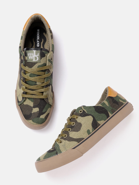 Woodland Men Olive Green & Charcoal Grey Camouflage Print Sneakers
Woodland Men Olive Green & Charcoal Grey Camouflage Print Sneakers