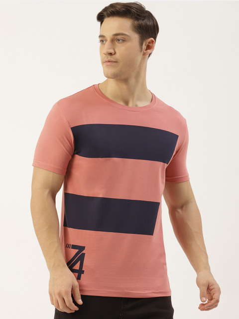 RED & BLUE Men Peach-Coloured Colourblocked Pure Cotton Round Neck T-shirt
RED & BLUE Men Peach-Coloured Colourblocked Pure Cotton Round Neck T-shirt