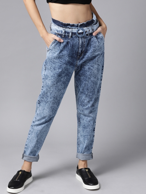 The Roadster Lifestyle Co Women Blue Pleated Boyfriend Fit High-Rise Jeans with Paperbag Waistband
The Roadster Lifestyle Co Women Blue Pleated Boyfriend Fit High-Rise Jeans with Paperbag Waistband