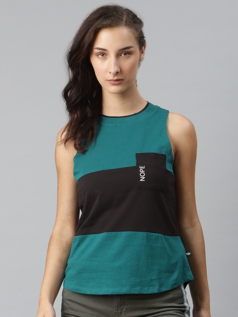 The Roadster Lifestyle Co Women Teal Green Black Colourblocked Round Neck Pure Cotton T-shirt
The Roadster Lifestyle Co Women Teal Green Black Colourblocked Round Neck Pure Cotton T-shirt
