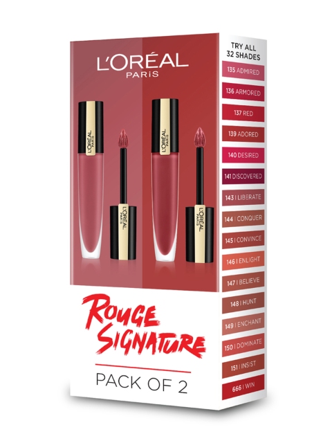 LOreal Paris Set of 2 Rouge Signature Matte Liquid Lipstick 7ml each - I Choose 121 & I Lead 129, Nude
LOreal Paris Set of 2 Rouge Signature Matte Liquid Lipstick 7ml each - I Choose 121 & I Lead 129, Nude