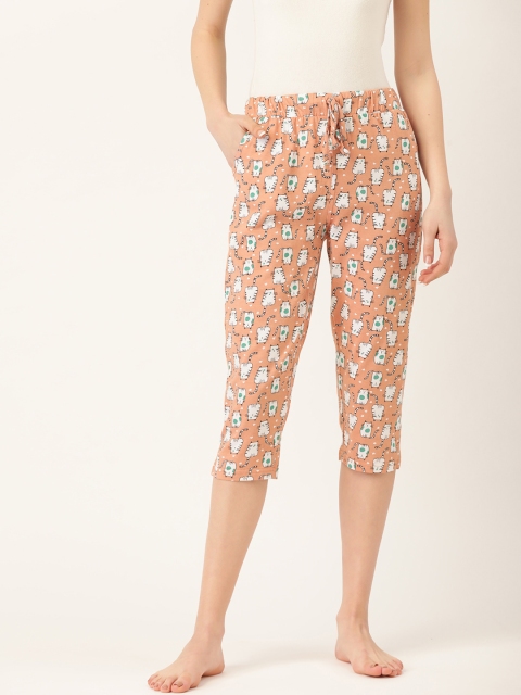 Sweet Dreams Women Peach-Coloured & White Cat Print Pure Cotton Regular Fit Lounge Capris
Sweet Dreams Women Peach-Coloured & White Cat Print Pure Cotton Regular Fit Lounge Capris