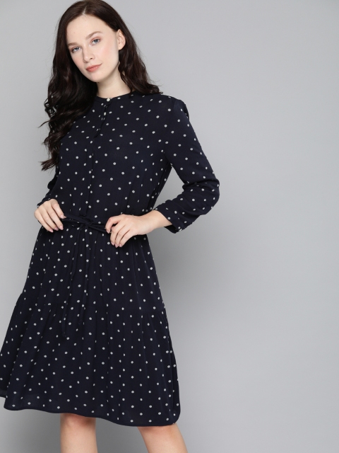 Levis Women Navy Blue & White Printed A-Line Dress
