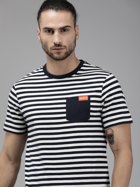 The Roadster Lifestyle Co Men White Navy Blue Striped Round Neck Pure Cotton T-shirt With Patch Pocket
The Roadster Lifestyle Co Men White Navy Blue Striped Round Neck Pure Cotton T-shirt With Patch Pocket