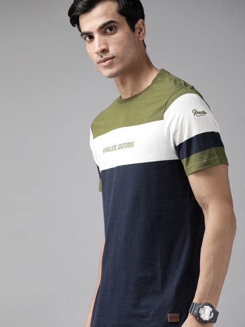 The Roadster Lifestyle Co Men Navy Blue & White Colourblocked Cotton T-shirt with Embroidered detail
The Roadster Lifestyle Co Men Navy Blue & White Colourblocked Cotton T-shirt with Embroidered detail