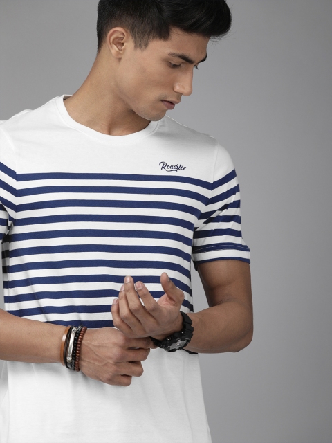 The Roadster Lifestyle Co Men White Navy Blue Striped Round Neck Pure Cotton T-shirt
The Roadster Lifestyle Co Men White Navy Blue Striped Round Neck Pure Cotton T-shirt