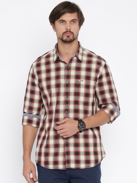 Flying Machine Men Black & Red Checked Casual Shirt