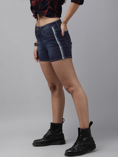 The Roadster Lifestyle Co Women Navy Blue Washed Regular Fit Side Striped Denim Shorts
The Roadster Lifestyle Co Women Navy Blue Washed Regular Fit Side Striped Denim Shorts