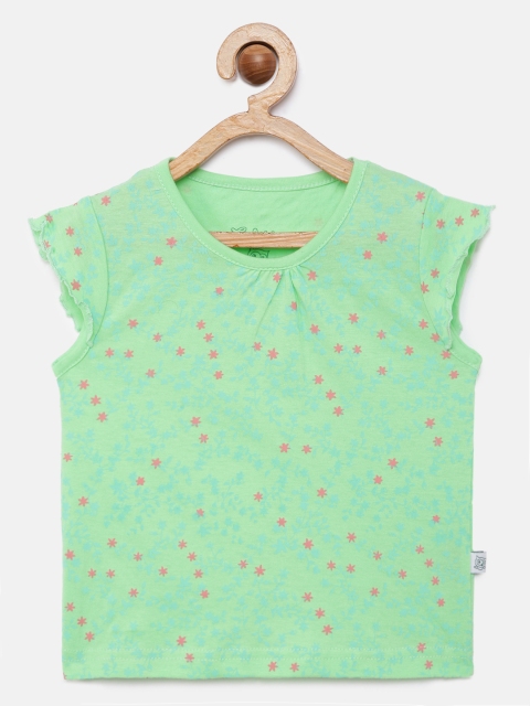 SoLittle Girls Green Printed Cotton Top